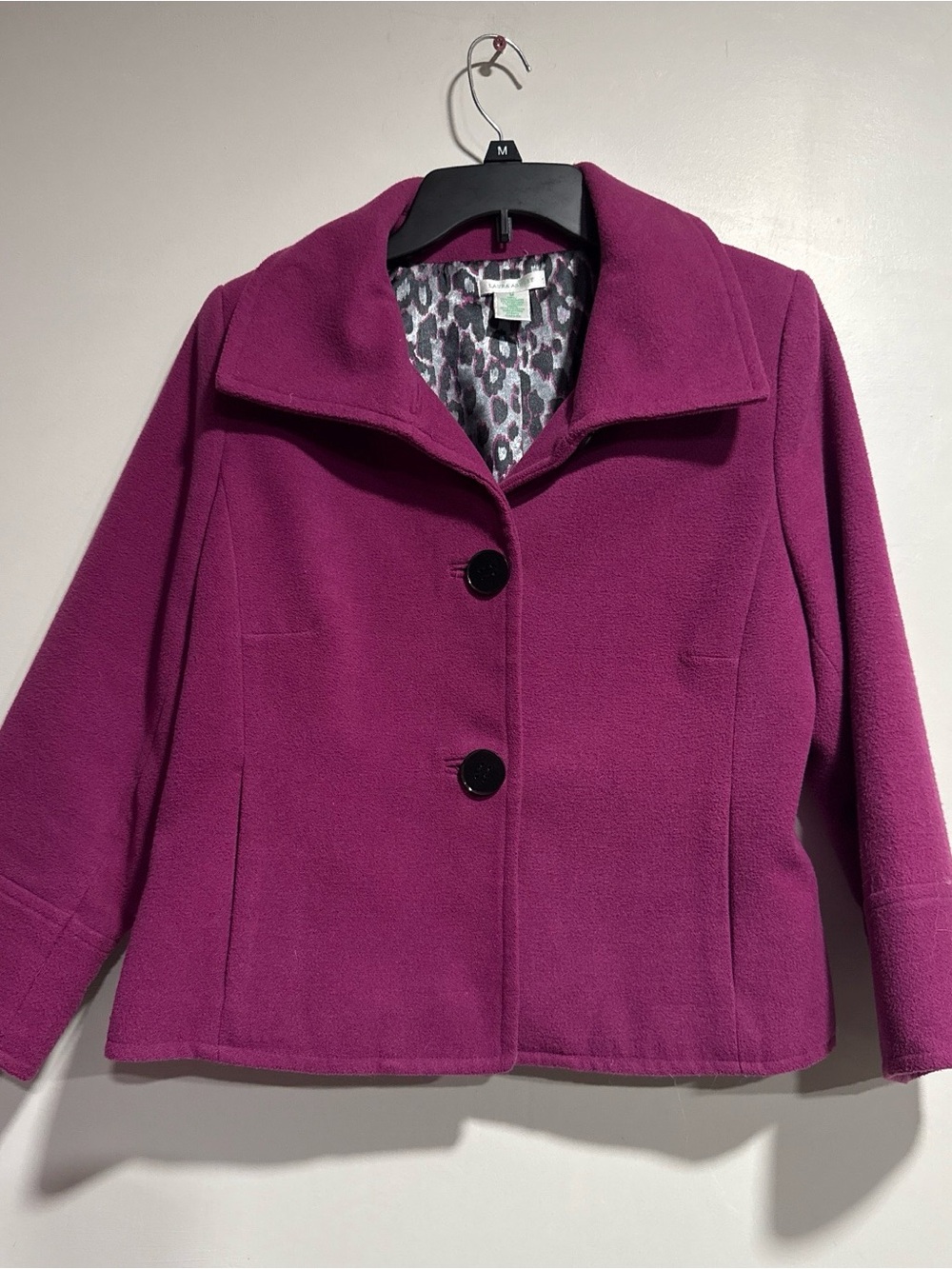 Laura Ashley Magenta Two-Button Pea Coat